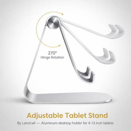 Support de Tablette Réglable en Aluminium – Dock de Bureau pour Tablettes 4 à 13 pouces – Compatible iPad, Kindle, Nexus – Design Pliable et Antidérapant