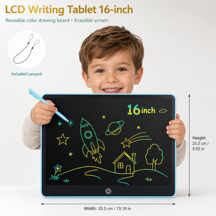 Tablette d’écriture LCD 16 pouces – Ardoise électronique effaçable pour dessin et apprentissage dès 3 ans