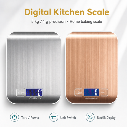 Balance de Cuisine Électronique Précise 1g - 5kg, Écran LCD, Compacte et Portable pour Bâtir et Cuisiner à la Maison