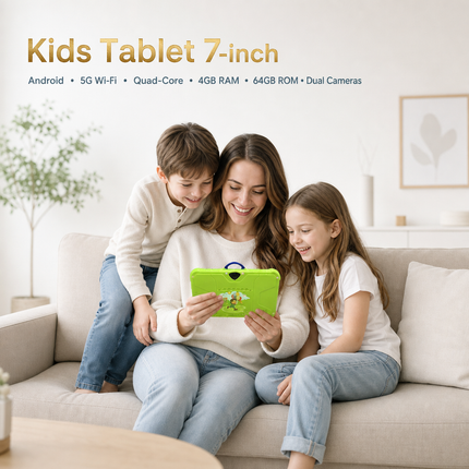 Tablette Enfant 7 Pouces Android 13 – 4GB RAM, 64GB ROM, Caméras Doubles, Cadeau Idéal pour les Enfants