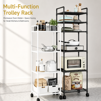 Étagère de rangement sur pied 6 niveaux en métal – Support multifonction pour micro-ondes, cuisine et petits espaces