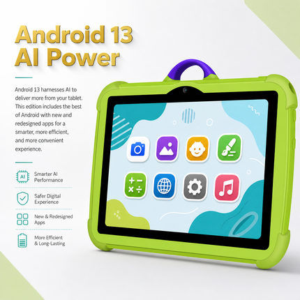 Tablette Enfant 7 Pouces Android 13 – 4GB RAM, 64GB ROM, Caméras Doubles, Cadeau Idéal pour les Enfants