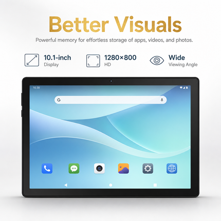 10.1-inch Android 16 Tablet – 24GB RAM (3+21) + 64GB ROM – Octa Core – 1280x800 LCD Screen – 6000 mAh Battery – 5MP / 8MP AF Camera – TF Support up to 1TB – Type-C – Complete bundle with keyboard, mouse, case, and stylus