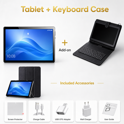 Tablette Android 13 10,1 po 4G LTE – 128 Go, processeur octocœur, écran IPS, double caméra et batterie 5000 mAh appel téléphonique Core 8 CPU AI accélère