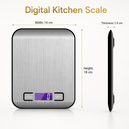 Balance de Cuisine Électronique Précise 1g - 5kg, Écran LCD, Compacte et Portable pour Bâtir et Cuisiner à la Maison