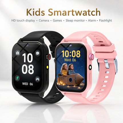 Montre intelligente pour enfant avec caméra HD, écran tactile 1,83 po, jeux, suivi du sommeil et podomètre