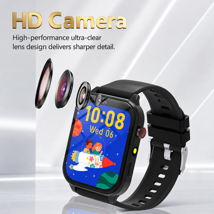 Montre intelligente pour enfant avec caméra HD, écran tactile 1,83 po, jeux, suivi du sommeil et podomètre