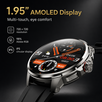 Montre connectée 5G/4G AMOLED 1,95″ montre intelligente 720*720 HD Google APP Smartwatch Android, GPS, Wi-Fi, appels SIM, caméra 8 MP, suivi santé et jusqu’à 8 Go + 128 Go