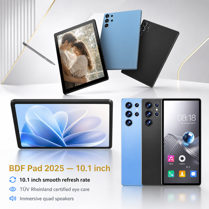 Tablette Android 13 10,1 po 4G LTE – 128 Go, processeur octocœur, écran IPS, double caméra et batterie 5000 mAh appel téléphonique Core 8 CPU AI accélère