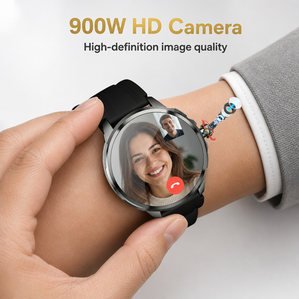 Montre connectée 5G/4G AMOLED 1,95″ montre intelligente 720*720 HD Google APP Smartwatch Android, GPS, Wi-Fi, appels SIM, caméra 8 MP, suivi santé et jusqu’à 8 Go + 128 Go