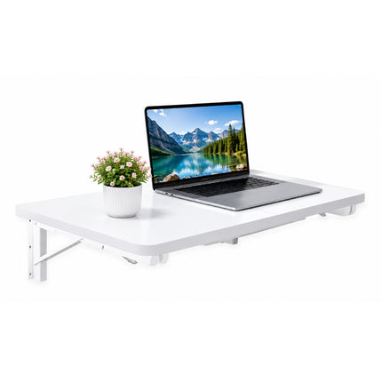 Table Pliante Murale Améliorée – Tailles : 80×40 cm, 100×50 cm, 120×50 cm – Bureau Rabattable avec Supports en Acier Pliants – Surface Imperméable – Charge Jusqu’à 81 kg – Pour Buanderie, Cuisine, Garage, Bureau, Atelier