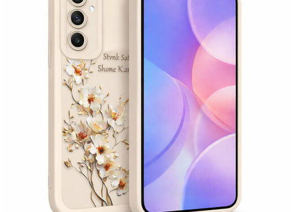 Funda de silicona a prueba de golpes con estampado de flores blancas y rosas | Bolsillo para Samsung Galaxy A14, A15, A25, A54 5G, S21, S23, S24 Plus, S25 | Protección completa y elegante