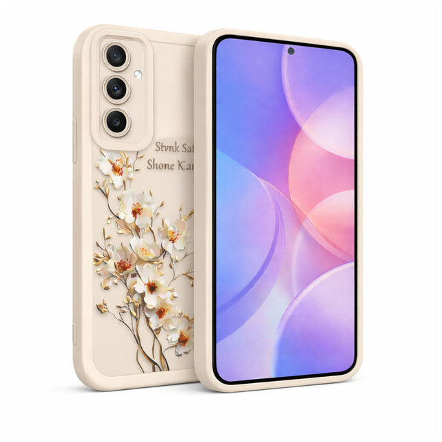 Coque Silicone Étui Antichoc Motif Fleur Blanche et Rose | Poche pour Samsung Galaxy A14, A15 A25 A54 5G, S21, S23, S24 Plus, S25 | Protection Complète Élégante