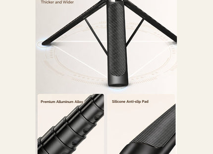 Palo selfie de 170 cm con trípode, rotación de 360°, control remoto Bluetooth, compatible con teléfonos inteligentes y cámaras iOS/Android.