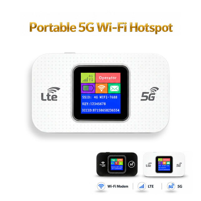 Mobile WiFi 6 4G/5G Hotspot Router – Supports 10 Devices – SIM Card Slot – Portable Wireless Router for Home and Travel – Qualcomm Chip – 2100-3000 mAh Battery