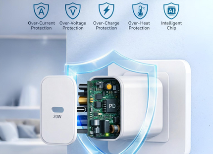 Cargador de pared PD de 20 W + cable USB-C a Lightning de 3 m (10 pies) - Carga rápida para iPhone 14, 13, 12, 11 Pro Max, XR, iPad, AirPods