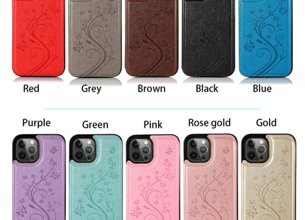 Étui Portefeuille iPhone avec Embrochure Papillon, Support Magnétique et Porte-Cartes | Pour iPhone 16 Pro Max 16e 15 14 13 12 11 SE2 X XR XS 8 7 Plus