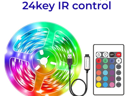 Ruban lumineux LED RGB 5V 16 LEDs/m - Contrôle par Télécommande et Application Smartphone (IOS - Android) - 9 Longueurs (0.5m à 30m) pour Décoration Chambre, Salon, Fête