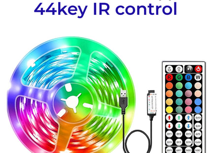 Ruban lumineux LED RGB 5V 16 LEDs/m - Contrôle par Télécommande et Application Smartphone (IOS - Android) - 9 Longueurs (0.5m à 30m) pour Décoration Chambre, Salon, Fête