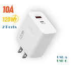 120W 2-in-1 Fast Wall Charger – Dual USB-A and USB-C PD Port – Universal Power Adapter for iPhone, Samsung, Xiaomi, Redmi – US Plug