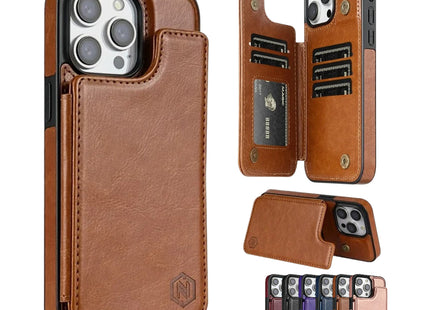 Anti-RFID and Anti-Theft Magnetic PU Leather Wallet Case | For iPhone 16 Pro Max 15 Plus 14 13 12 11 SE3 SE2 XR XS 8 7 | Protective Pocket Case with Card Holder and Stand