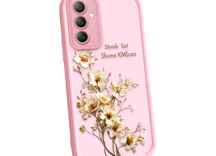 Funda de silicona a prueba de golpes con estampado de flores blancas y rosas | Bolsillo para Samsung Galaxy A14, A15, A25, A54 5G, S21, S23, S24 Plus, S25 | Protección completa y elegante