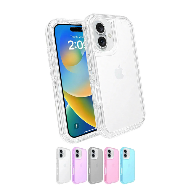 Coque 3en1 Poche Haute Protection Hybrid Armor Antichoc | Étui Pour iPhone 16 15 14 13 12 11 Pro Max Plus | Étui Renforcé Militaire TPU + Acrylic