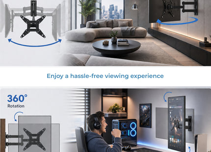 Support Mural Articulé Full Motion pour TV 13-42 Pouces – Compatible VESA 200x200mm – Rotation, Inclinaison et Extension – Charge Maximale 20 kg – Acier Allié – Modèle PISF1