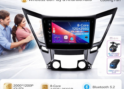 Autoradio Android 16 pour Hyundai Sonata 6 YF (2009-2014) – Écran Tactile IPS LED 9″ QLED – CarPlay & Android Auto – 8 Cœurs – RAM 2-12 Go / ROM 32-256 Go – GPS Intégré – DSP – 4G – WiFi – Plug and Play – Certification CE
