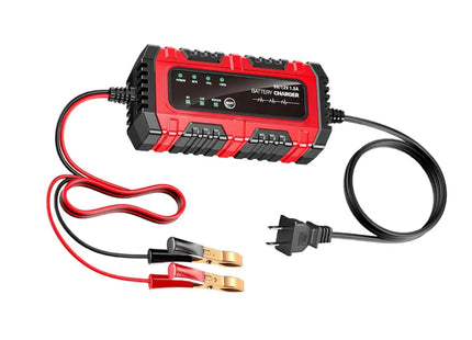 Chargeur de Batterie 6V/12V 1,5A – Mainteneur Automatique pour Moto, Voiture, Bateau – Tender Intelligent avec Protection Surchauffe et Court-Circuit – Technologie de Régénération par Impulsions – Tension Entrée 100-240V