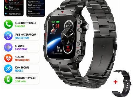 Montre Connectée Militaire Homme 2026 – IP67 3ATM – GPS – Bluetooth 5.0 – Capteur Fréquence Cardiaque, Tension Artérielle, SpO2 – Écran HD 1,44/2,01 pouces – Autonomie 5-10 jours – Certifiée CE/FCC/RoHS