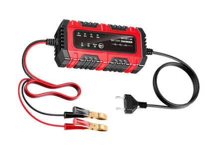 Chargeur de Batterie 6V/12V 1,5A – Mainteneur Automatique pour Moto, Voiture, Bateau – Tender Intelligent avec Protection Surchauffe et Court-Circuit – Technologie de Régénération par Impulsions – Tension Entrée 100-240V