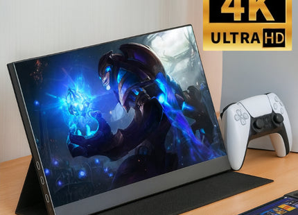 Écran Portable 4K 15,6" Moniteur USB-C/HDMI Couleurs 100% sRGB IPS, Luminosité 500 nits Parfait pour Mac/PC/Smartphone Gamers (Switch/PS5/Raspberry Pi) Télétravail