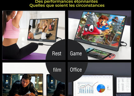 Écran Tactile Portable Anmite 16 Pouces 1200P HDR – Moniteur Gaming pour PC, Xbox, PS5, Switch et Téléphone