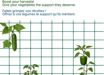 Treillis de Jardin Solide en Nylon – Filet de Support pour Plantes Grimpantes et Légumes – Mailles Carrées Résistantes