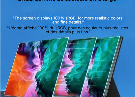 Écran Portable 4K 15,6" Moniteur USB-C/HDMI Couleurs 100% sRGB IPS, Luminosité 500 nits Parfait pour Mac/PC/Smartphone Gamers (Switch/PS5/Raspberry Pi) Télétravail