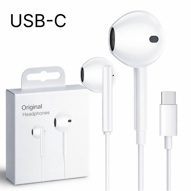 Original Earphones For Apple iPhone 17 16 15 14 Pro Max In-Ear Earbuds Type-C Lightning 3.5 mm Wired Headsets For Samsung Xiaomi