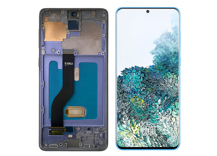 Écran AMOLED Complet Samsung Galaxy S20+ G985F 6.7" - Kit Assemblé avec Cadre et Couvercle - Noir/Gris/Blanc/Bleu Clair/Bleu Foncé - Garantie 6 Mois