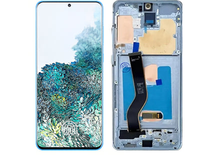 Écran AMOLED Complet Samsung Galaxy S20+ G985F 6.7" - Kit Assemblé avec Cadre et Couvercle - Noir/Gris/Blanc/Bleu Clair/Bleu Foncé - Garantie 6 Mois