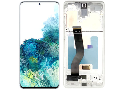 Écran AMOLED Complet Samsung Galaxy S20+ G985F 6.7" - Kit Assemblé avec Cadre et Couvercle - Noir/Gris/Blanc/Bleu Clair/Bleu Foncé - Garantie 6 Mois