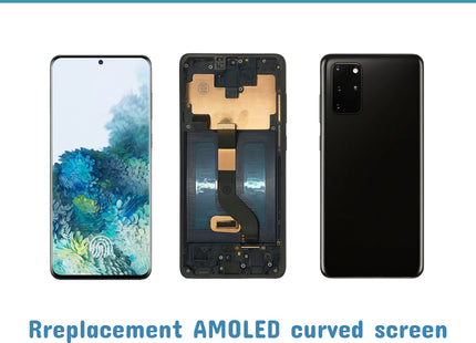Écran AMOLED Complet Samsung Galaxy S20+ G985F 6.7" - Kit Assemblé avec Cadre et Couvercle - Noir/Gris/Blanc/Bleu Clair/Bleu Foncé - Garantie 6 Mois