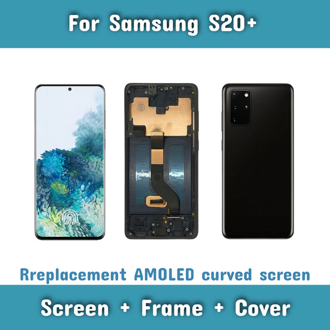 Écran AMOLED Complet Samsung Galaxy S20+ G985F 6.7" - Kit Assemblé avec Cadre et Couvercle - Noir/Gris/Blanc/Bleu Clair/Bleu Foncé - Garantie 6 Mois