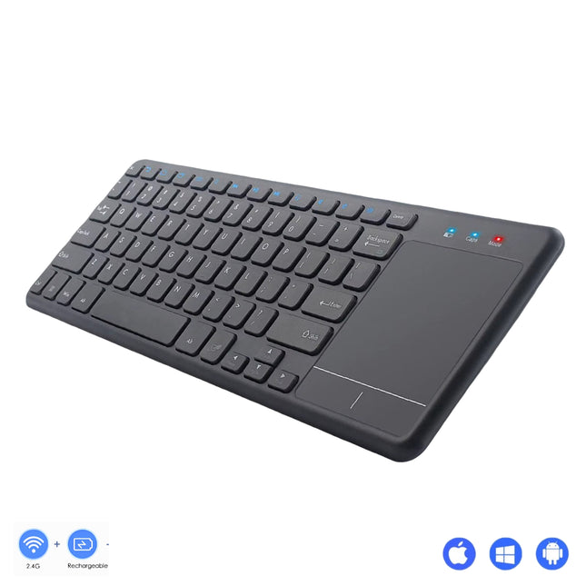 Clavier Sans Fil avec Pavé Tactile Intégré 2.4G – 78 Touches Compactes, Léger et Durable pour Laptop, Ordinateur, Smart TV et Tablette