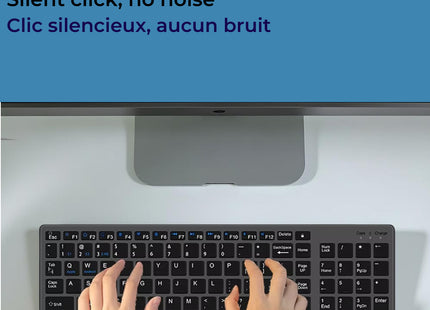 Clavier Sans Fil Bluetooth 5.0 & 2.4G – Mini Clavier Multimédia 102 Touches Ergonomique Compatible PC, Laptop, MacBook, iPad & Android