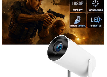 MOMAN Mini Projecteur Portable 4K, Projecteur HD WiFi 200" - Compatible Smartphone/iPhone/PC/PS5/USB, Autofocus, Correction Keystone Automatique, Double Haut-Parleurs, Idée Cadeau