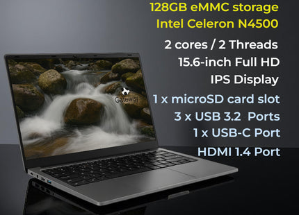 Gateway GW15-32P-C7GR-CA | Ordinateur Portable 15,6" FHD | Intel Celeron N4500 | 4GB RAM DDR5 | 128GB eMMC| Windows 11 Français - Anglais