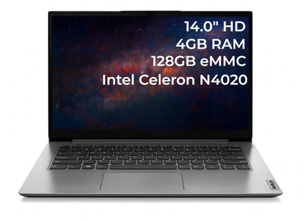 Lenovo 14" HD - Intel Celeron, 4GB RAM, 128GB - Ordinateur Portable Débutant & Étudiant (Windows 11 S) - Gris