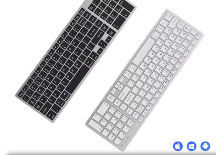 Clavier Sans Fil Bluetooth 5.0 & 2.4G – Mini Clavier Multimédia 102 Touches Ergonomique Compatible PC, Laptop, MacBook, iPad & Android