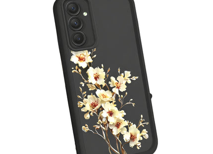 Funda de silicona a prueba de golpes con estampado de flores blancas y rosas | Bolsillo para Samsung Galaxy A14, A15, A25, A54 5G, S21, S23, S24 Plus, S25 | Protección completa y elegante