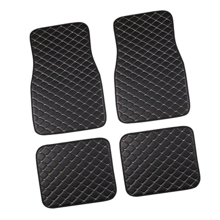 Tapis de Sol Automobile en Cuir PU – Lot 4 Pièces (2 Avant + 2 Arrière) – Universel Étanche – Antidérapant, Anti-Poussière, Ignifugé – Tous Temps – Accessoires Intérieurs Haut de Gamme – Noir avec Lignes (Bleu/Doré/Rouge/Noir)